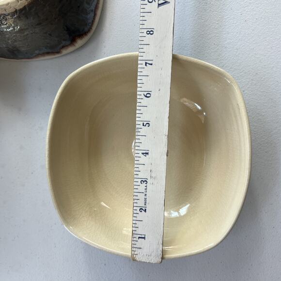 Studio Art Pottery Brown Square Shaped Bowls Stoneware Handmade Set of 5 - Picture 7 of 10